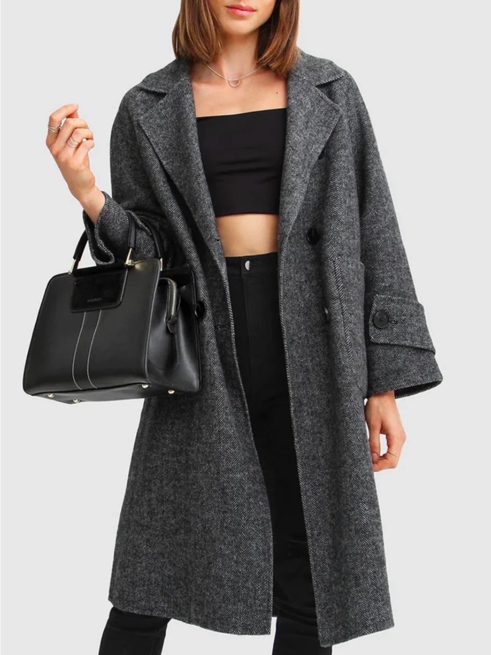 Belle & Bloom Rumour Has It Oversized Wool Blend Coat - Charcoal NEW WITH TAGS